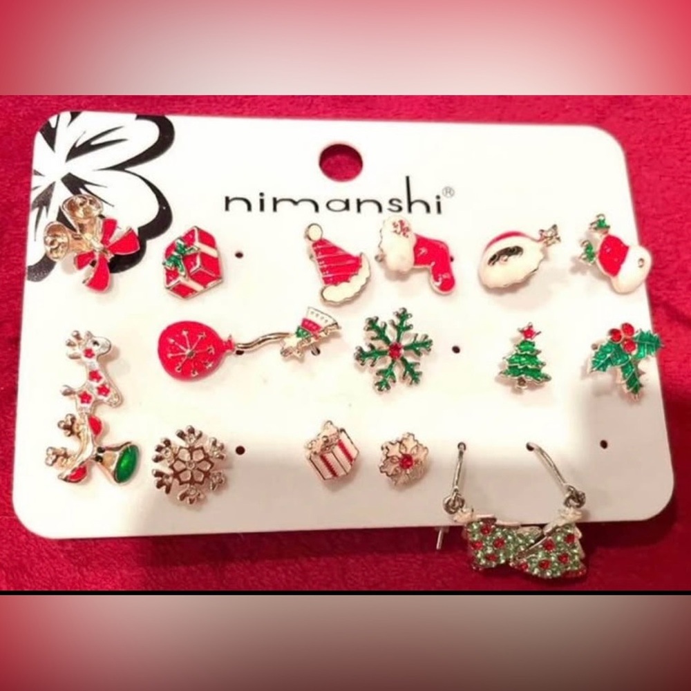 New Christmas-Themed Earrings Set - Multicolor